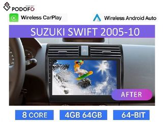 SUZUKI SWIFT (2005-10) Android Car Radio 10" 4+64GB 8-Core Ασύρματο CarPlay & Aσύρματο Android Auto GPS  WiFi DSP