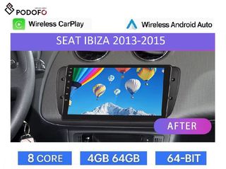 SEAT IBIZA (2013-2015) Android Car Radio 9" 4+64GB 8-Core Ασύρματο CarPlay & Aσύρματο Android Auto GPS WiFi DSP FM/RDS