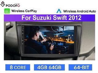 Suzuki Swift 2011-16 Android Car Radio 9" 4+64GB 8-Core Ασύρματο CarPlay & Aσύρματο Android Auto GPS  WiFi DSP
