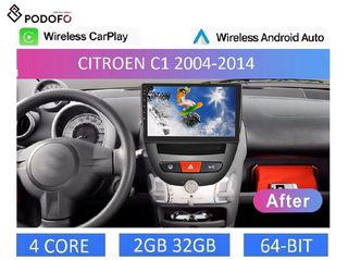 Citroen C1 (2004-2014) Οθόνη Android Car Radio 10" 2+32GB Ασύρματο CarPlay & Aσύρματο Android Auto GPS WiFi EQ