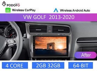Volkswagen Golf (2013-20)  Οθόνη Android Car Radio 10" 2+32GB Ασύρματο CarPlay & Aσύρματο Android Auto GPS  WiFi DSP