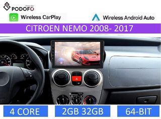 Citroen Nemo (2008-2017), Android Car Radio 10" 2+32GB Ασύρματο CarPlay & Aσύρματο Android Auto GPS  WiFi DSP