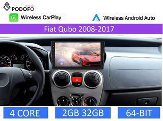 Fiat Qubo (2008-2017), Android Car Radio 10" 2+32GB Ασύρματο CarPlay & Aσύρματο Android Auto GPS  WiFi DSP