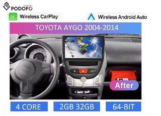 Toyota Aygo (2004-2014) Οθόνη Android Car Radio 10" 2+32GB Ασύρματο CarPlay & Aσύρματο Android Auto GPS  WiFi DSP