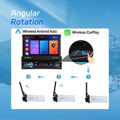 1DIN 7” Android Οθόνη Αυτοκινήτου Αυτόματα Αναδιπλούμενη, Wireless CarPlay & Android Auto, GPS, WiFi – 2+64GB
