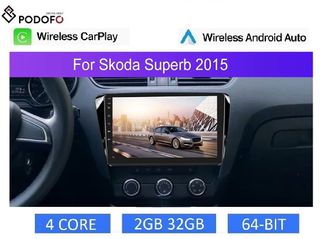 SKODA SUPERB Από 2015 και μετά Android Car Radio 10" 2+32GB Ασύρματο CarPlay & Aσύρματο Android Auto GPS  WiFi DSP