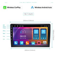 2DIN Android Car Radio 10" 2+32GB Ασύρματο CarPlay & Aσύρματο Android Auto GPS WiFi EQ