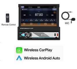 1DIN 7” Αναδιπλούμενη Οθόνη Αυτοκινήτου MP5 , Ασύρματο CarPlay & Ασύρματο Android Auto, FM, Bluetooth, USB