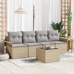 Σετ Καναπέ Κήπου 5 pcs Μπεζ και Γκρι συνθετικό ρατάν 3353899