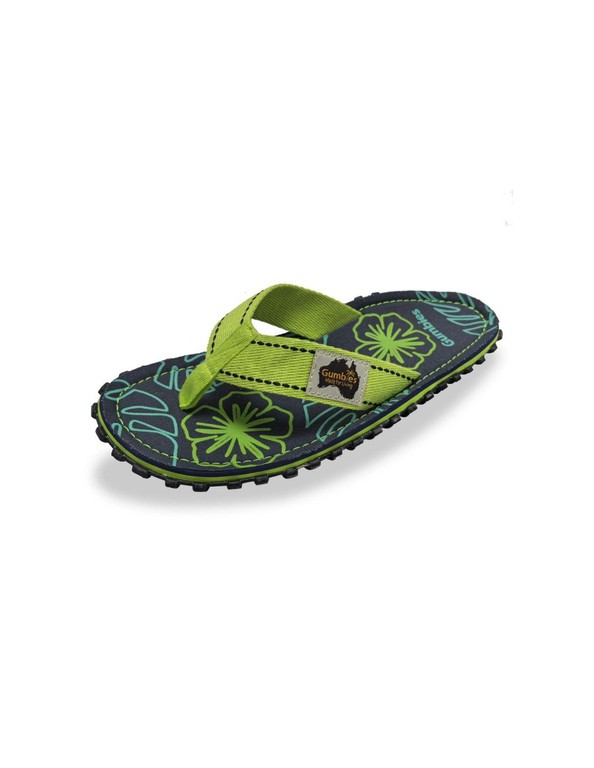 Gumbies Islander FlipFlops Lime Hibiscus GUFFISL148