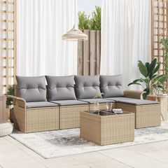 Σετ Καναπέ Κήπου με μαξιλάρι 6 pcs Μπεζ συνθετικό ρατάν 3353999