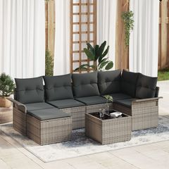 Σετ Καναπέ Κήπου με αποθήκευση 7 pcs Γκρι συνθετικό ρατάν 3354108
