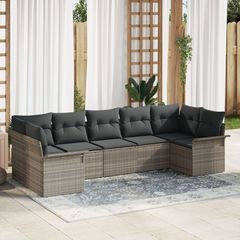 Σετ Καναπέ Κήπου με αποθήκευση 7 pcs Ανοιχτό γκρι Πολυ ράταν 3354181