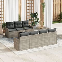 Σετ Καναπέ Κήπου με μαξιλάρι 8 pcs Ανοιχτό Γκρι και Σκούρο Γκρι 3354281