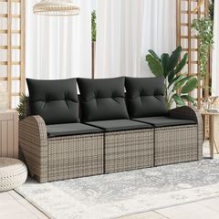 Σετ Καναπέ Κήπου με αποθήκευση 3 pcs Γκρι Πολυ ράταν 3354568