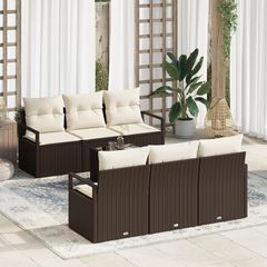 Σετ Καναπέ Κήπου 7 pcs Καφέ και Κρέμα συνθετικό ρατάν 3354937