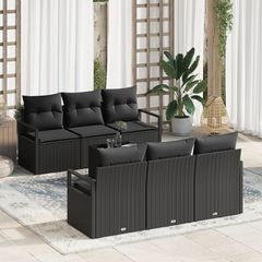 Σετ Καναπέ Κήπου με μαξιλάρι 7 pcs Μαύρο συνθετικό ρατάν 3354942