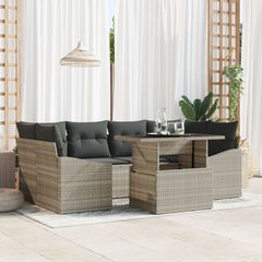 Σετ Καναπέ Κήπου με αποθήκευση 7 pcs Ανοιχτό γκρι Πολυ ράταν 3357675