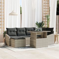 Σετ Καναπέ Κήπου με μαξιλάρι 7 pcs Ανοιχτό Γκρι και Σκούρο Γκρι 3357775