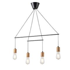 Μοντέρνο κρεμαστό φωτιστικό 4φωτο ARTE ILLUMINA EDISON από μέταλλο και ξύλο με ντουί 4XΕ27 930X120X1180mm