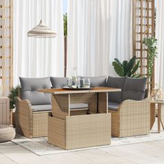 Σετ Καναπέ Κήπου με αποθήκευση 5 pcs Μπεζ Πολυ ράταν 3358191