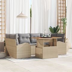 Σετ Καναπέ Κήπου με αποθήκευση 7 pcs Μπεζ Πολυ ράταν 3358275