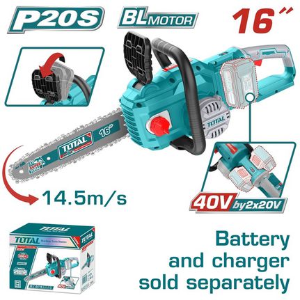 Αλυσοπρίονο TOTAL Μπαταρίας Li-ion 2X20V 16 / 40cm Χωρίς Μπαταρία & Φορτιστή Επαγγελματικό  ( TGSLI40168 )