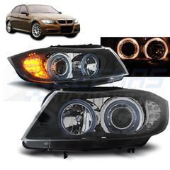 ΦΑΝΑΡΙΑ Angel eyes ΜΑΥΡΗ ΕΝΔΕΙΞΗ LED ταιριάζει σε BMW E90/E91 03.05-08.08