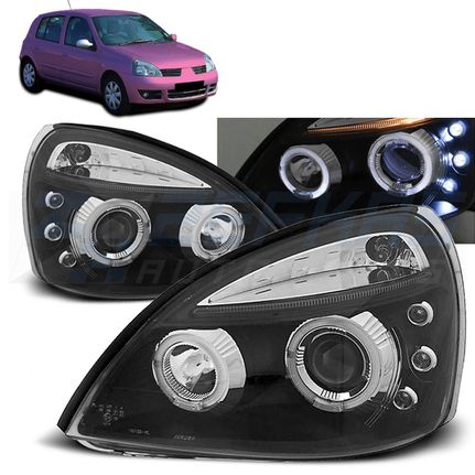 Φανάρια εμπρός RENAULT CLIO II 06.01-09.05 ANGEL EYES ΜΑΎΡΟ