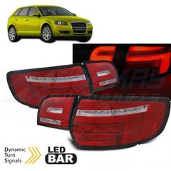ΦΩΤΑ ΠΙΣΩ ΛΕΥΚΩΝ LED BAR ΚΟΚΚΙΝΑ ΛΕΥΚΑ SEQ ταιριάζει στο AUDI A3 8P 5D 03-08