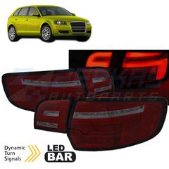 LED BAR ΦΩΤΑ ΠΙΣΩ ΦΩΤΕΙΩΝ RED SMOKE SEQ ταιριάζει στο AUDI A3 8P 5D 03-08