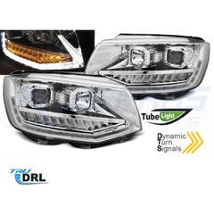 ΦΑΝΑΡΙΑ ΦΩΤΙΣΤΙΚΑ ΣΩΛΗΝΩΝ DRL CHROME SEQ ταιριάζει VW T6 15-19
