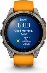 Garmin Fenix 8 Titanium 47mm Αδιάβροχο Smartwatch με Παλμογράφο (Sapphire, Titanium With Spark Orange/Graphite Silicone Band) (010-02904-11) - Πληρωμή και σε έως 9 δόσεις