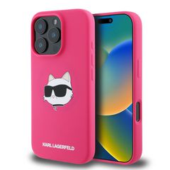 Karl Lagerfeld Magsafe Silicone Case "Choupette's Head" Θήκη προστασίας από σιλικόνη – iPhone 16 Pro (Fuchsia – KLHMP16LSCHPPLF)