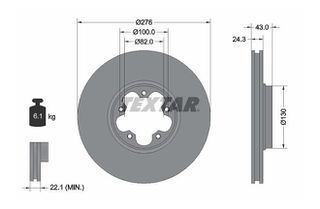 σετ εμπροσθιες δισκοπλακες Ford Transit 276 x 24 , 5 μπουλονια , με κωδικο : 4041427 , απο το 2000 εως το 2006