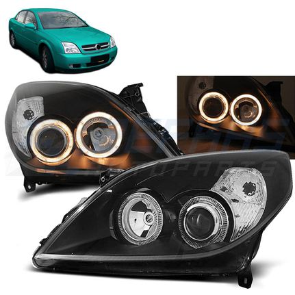 Φανάρια εμπρός OPEL VECTRA C 09.05-08 ANGEL EYES ΜΑΎΡΟ