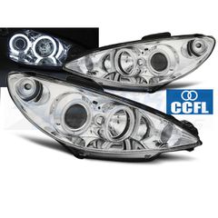 Φανάρια εμπρός PEUGEOT 206 02- ANGEL EYES ΧΡΏΜΙΟ CCFL