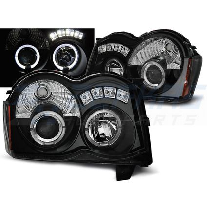Φανάρια εμπρός JEEP GRAND CHEROKEE 08-10 ANGEL EYES ΜΑΎΡΟ