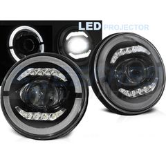 Φανάρια εμπρός JEEP WRANGLER TJ/ LJ/ JK 96-18 ANGEL EYE LED ΜΑΎΡΟ