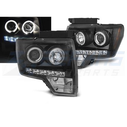 Φανάρια εμπρός FORD F150 MK12 08-14 ANGEL EYES ΜΑΎΡΟ