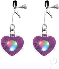 Charmed - Heart Adjustable Nipple Clamps with LED Lights