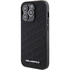 Karl Lagerfeld Quilted K Pattern iPhone 15 Pro Case - Black-thumb-1