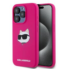 Karl Lagerfeld Silicone Choupette Head MagSafe case for iPhone 15 Pro Max - pink