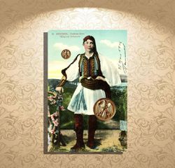 Ελληνική ενδυμασία - Athenes no 16 (Ε. Γ. Αθανασιάδης 1916) - (χρωμολιθόγραφη καρτποσταλ) Εύζωνας, τσολιάς, φουστανέλλα, φουστανελλοφόρος