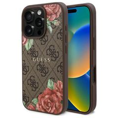 Guess GUHMP16LP4ROPEMCW iPhone 16 Pro 6.3" brown/brown hardcase 4G Flowers Print MagSafe