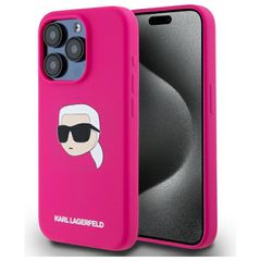 Karl Lagerfeld KLHMP15LSKHPPPLF iPhone 15 Pro 6.1" fuchsia/fuschia hardcase Silicone Karl Head Print MagSafe