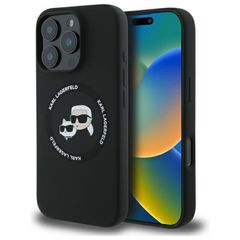Karl Lagerfeld KLHMP16XSKCHTCK iPhone 16 Pro Max 6.9" black/black hardcase Silicone Karl Heads MagSafe