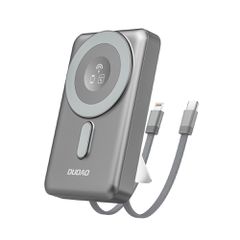 Dudao K29 10000mAh PD 20W MagSafe Power Bank with Metal Case, Stand and Built-in USB-C/ Lightning Cables - Gray