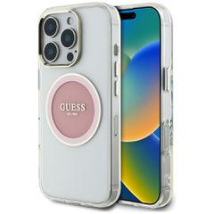 Guess IML Metal Colored Circle Classic Logo MagSafe case for iPhone 16 Pro Max - pink