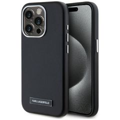 Karl Lagerfeld FW Metal Plate MagSafe iPhone 15 Pro Max Case - Black